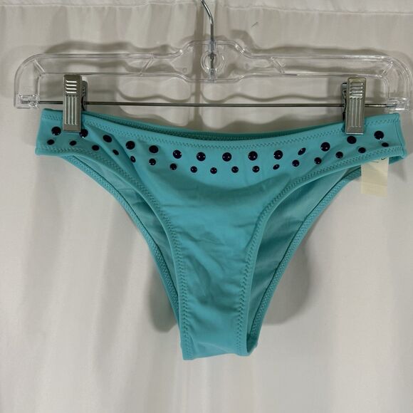 New Aerie Swim Bottom Women's XS Solid Blue Pull On Cheeky Stretchy - Picture 1 of 7
